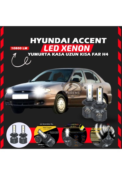 Hyundai Accent Yumurta Kasa Uyumlu Şimşek Etkili Led Xenon Premium Series H4