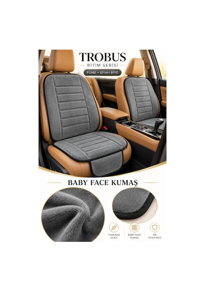 Trobus Ritim Nissan Qashqai 2007-2013 Baby Face 5'li Koltuk Minderi Füme Siyah