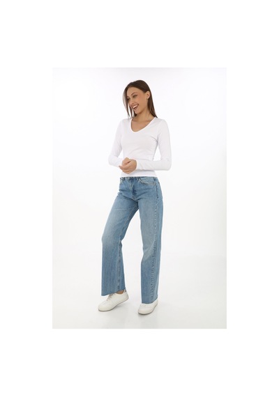 V Yaka Slim Fit Tişört-beyaz Beyaz