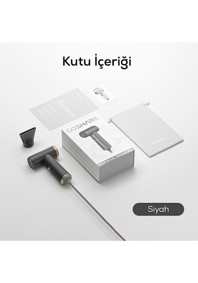 Coshare Hp10e Mini Isı Dereceli Led Işıklı Saç Kurutma Fön Makinesi Siyah