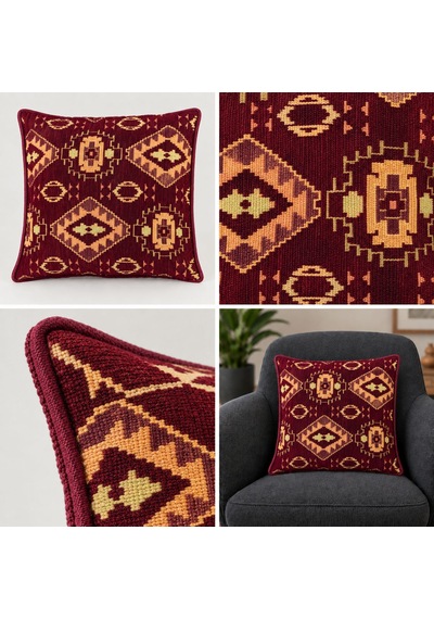 Bk Gift El Yapımı Otantik Türk Kilim Kırlent Yastık 43x45 Cm -7 Bohem Etnik Dekoratif Koltuk Yastığı Çok Renkli