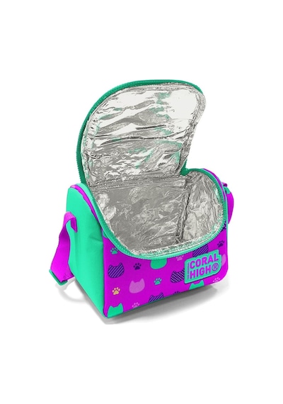 Coral High Kids Pembe Su Yeşili Kedi Desenli Thermo Beslenme Çantası 11854