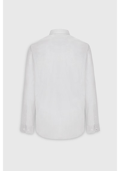 Erkek Beyaz Slim Fit Dar Kesim Düğmeli Yaka Pamuklu Oxford Gömlek Beyaz