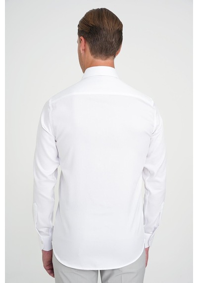 Efor Slim Fit %100 Pamuk Non Iron Kumaş Dokulu Klasik Beyaz Gömlek Gk 744 Beyaz