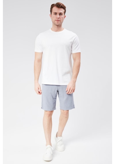 Braccas Erkek Beli Lastikli Bağcıklı Keten Karışımlı Slim Fit Jogger Şort Mavi Mavi