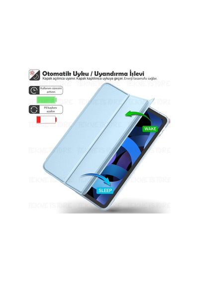 Apple Uyumlu iPad Air 6 11 Inç M2 Çip 2024 Tablet Kılıfı İnce Tasarım Smart Cover Standlı Akıllı Kapak Kılıf