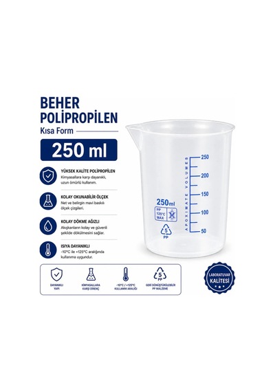 Beher Polipropilen - Kısa Form 250 Ml