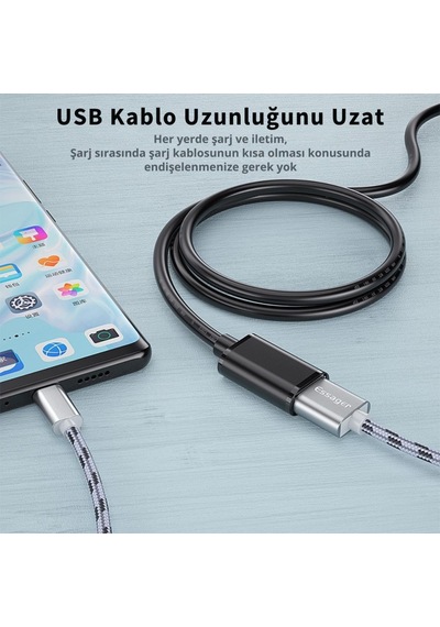 Essager 2 Metre Dişi-erkek Usb Uzatma Kablosu, Yazıcı, Harddisk, Veri Aktarım, Şarj Uzatma Kablosu 1 Adet