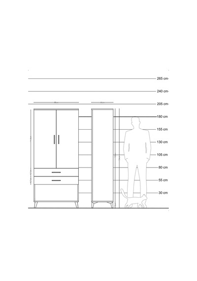 Hyperion Dolap 4 Raflı 2 Çekmeceli 2 Kapaklı 88x44x195 Çam-an... Çam