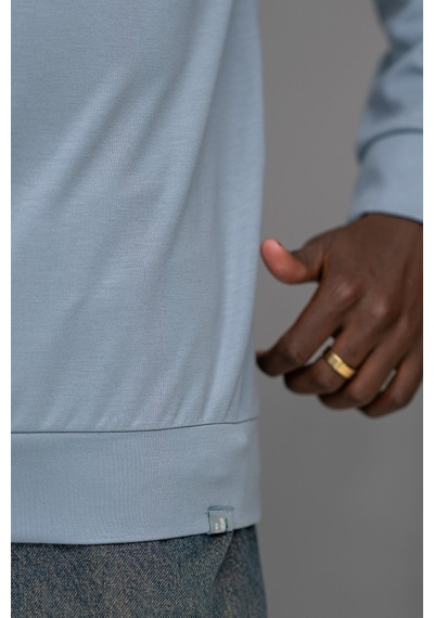 Fbı Slimfit Modal Kumaş Baharlık Sıfır Yaka Likralı Sweatshirt Mavi