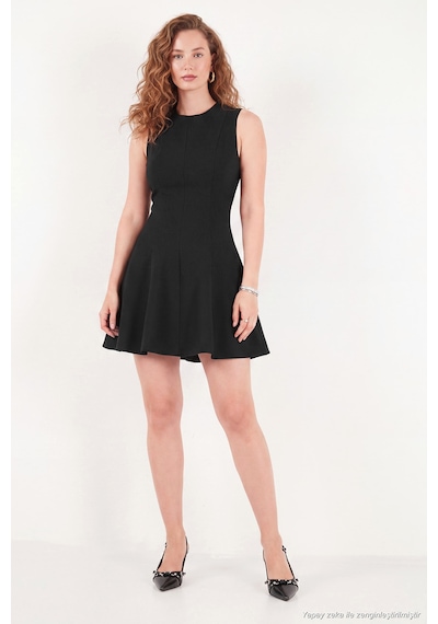 Lela A Kesim Dikiş Detaylı Mini Boy Davet Elbise Kadın Elbise 6523003 Siyah