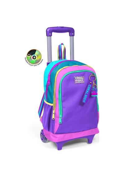 Coral High Kids Pembe Pastel Renkli Üç Bölmeli Çekçekli Okul Sırt Çantası 23959