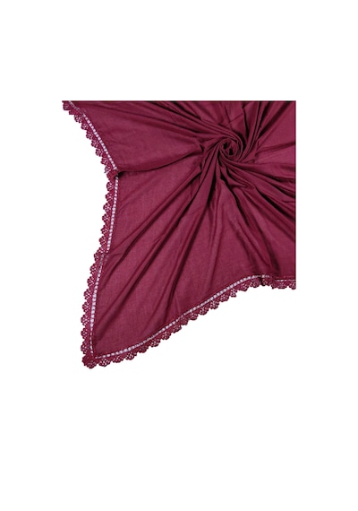 Mim Eşarp Enba Pamuklu İğne Oyalı Namaz Ve Mevlüt Örtüsü 110x110 Cm Bordo