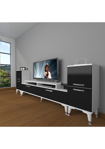 Decoraktiv Ekoflex On2 Slm Silver Tv Ünitesi Tv Sehpası Beyaz - Siyah