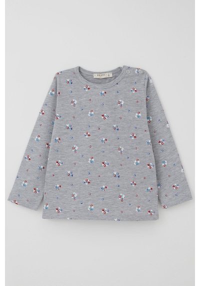 Breeze Kız Bebek Pijama Takımı Renkli Çiçek Desenli 9 Ay-3 Yaş, Gri Melanj Gri Melanj