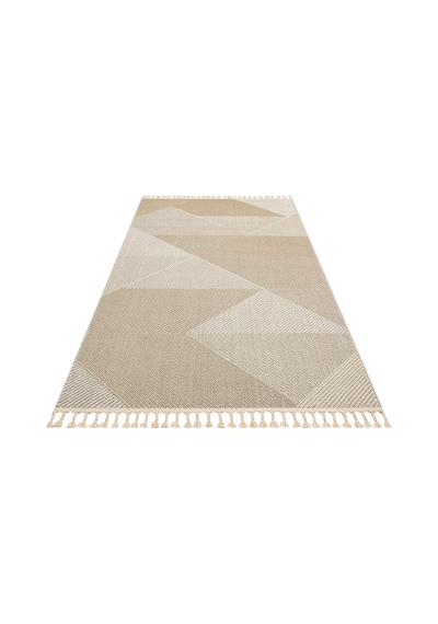 Soho Sh 08 Beige Hav Vermeyen Özel Ipler Ile Üretilen Etnik Örgü Desenlere Sahip Makine Halısı