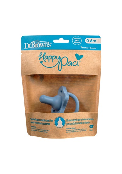 Happypaci Silikon Emzik 0-6m, Mavi, Tekli Paket Açık Bej