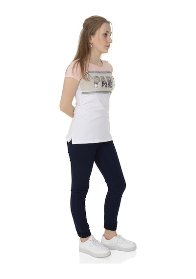 Toontoy Kids Toontoy Kız Çocuk T-shirt Paris Pul Nakış Beyaz