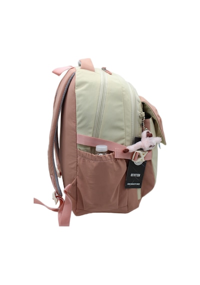 Günlük Sırt Çantası Unisex Çok Bölmeli Okul Çantası 2601 Bej-pudra Çok Renkli