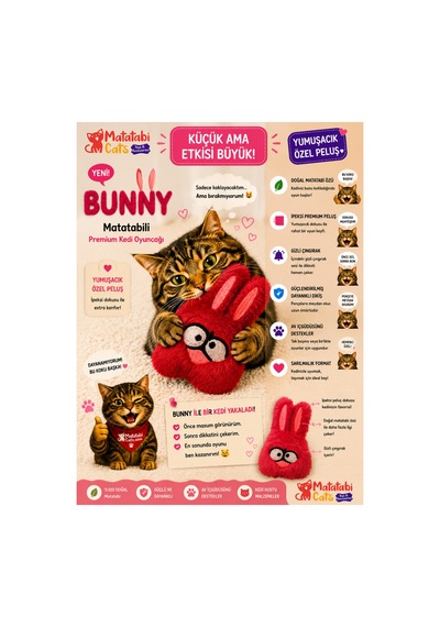 Bunny Peluş Kedi Oyuncağı Matatabi İçerikli, Dayanıklı,kediler İçin Eğlenceli Oyuncak