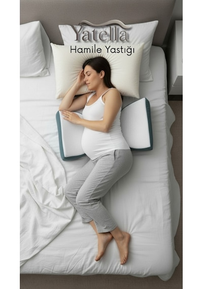 Yatella Çok Fonksiyonlu Hamile Yastığı - Katlanabili Ayarlanabilir - Sırt ve Bel Destekli Hamile Yastığı
