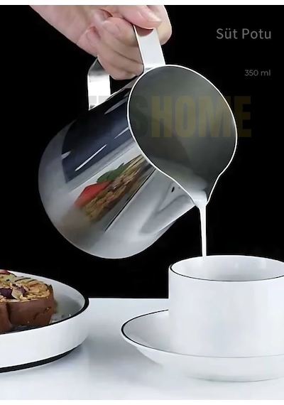 Süt Potu Paslanmaz Süt Köpürtme Sürahisi Çelik Pitcher 350 Ml