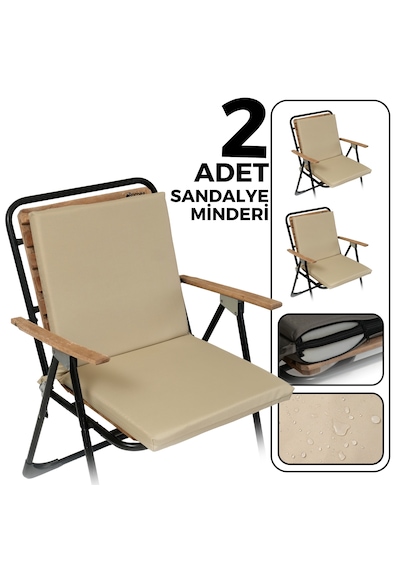 Xpermate 2'li Arkalıklı Sandalye Minderi Fermuarlı 40x40 Bej