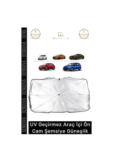 Camgüneşlik Titanyum Gümüş Kaplı Uv Koruyucu Isı Yalıtımlı Katlanır Araç Ön Cam Şemsiye Güneşlik