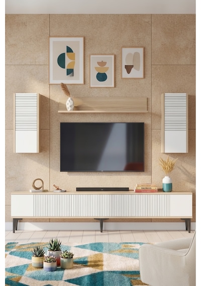 Tvr1819db Corsa Tv Ünitesi Takımı Safirmeşe-beyaz 180cm Safirmeşe - Beyaz