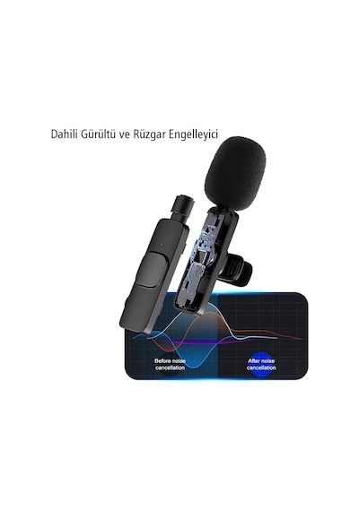 Ayt Magicvoice K8 Kablosuz Type-c Vlogger Yaka Mikrofonu Android Gopro Osmo Action Apple Uyumlu iPhone iPad Youtuber Yayın Mikrofonu