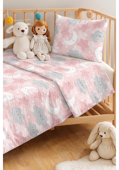 Evimde Bambaşka Pembe Bulut Ay Yıldız Kız Çocuk Pike Takımı-pastel Gri Sevimli Bebek Odası Yatak Örtüsü-160x220 CM Evimde Bambaşka Pembe Bulut Ay Yıldız Kız Çocuk Pike Takımı-pastel Gri Sevimli Bebek Odası Yatak Örtüsü-160x220 CM