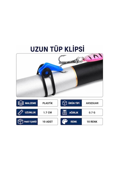 Valkyrie 10 Lu Olta Kanca Tutucu Balıkçılık İğne Sabitleyici Olta Kamış Koruyucu Klips Seti Cm - 50