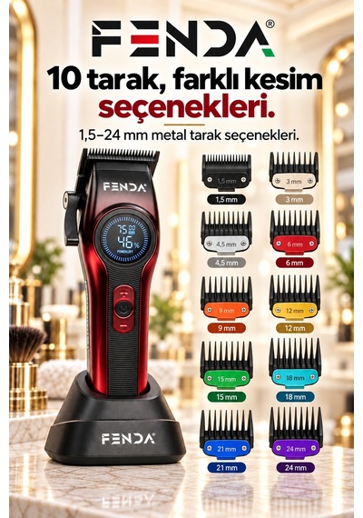 Fenda Profesyonel Saç Kesme Makinesi Kırmızı