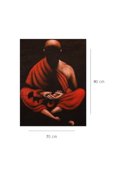 Meditasyon Halindeki Buda Kırmızı Ve Altın Tonlarda Tuval Tablo-126