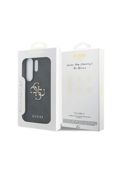 Galaxy S26 Ultra Uyumlu Kılıf Guess Lisanslı Pu Deri Büyük Metal Logo Dizaynlı Kapak Siyah