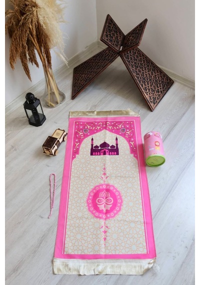 Kumbaralı Silindir Kutu Çocuk Seccadesi Pembe S1038 Pembe