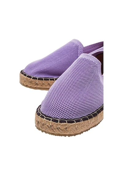 Unisex El Yapımı Triko Espadril Lila-beyaz Beyaz