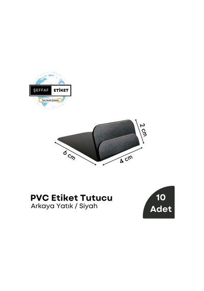 10 Adet Pvc Siyah Etiketlik Stand Arkaya Yatık, Etiket Tutucu