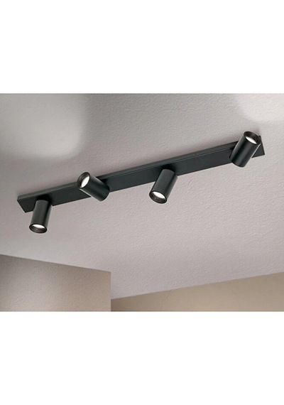 100 Cm Gu10 Dörtlü Siyah Metal Gövde Hareketli Başlık Led Spot Av