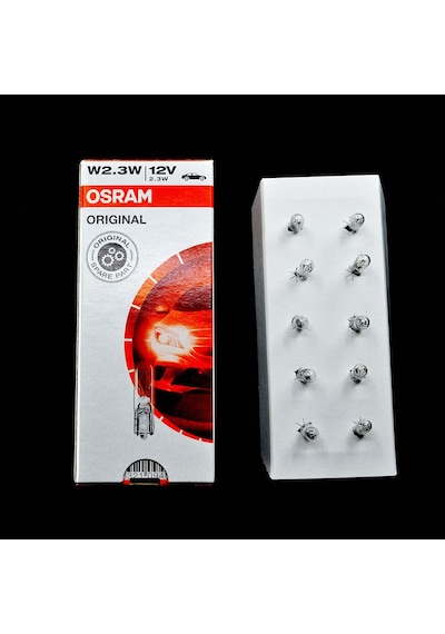 12V 2.3W T5 Dipsiz Gösterge Kadran Ampulü 10 Adet Osram 2723