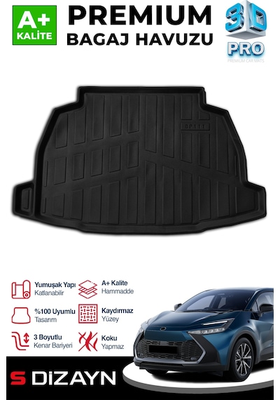 S-dizayn Toyota C-hr 3d Pro Bagaj Havuzu 2024 Üzeri A+ Kalite