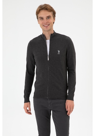 U.S. Polo Assn. Erkek Slim Fit Antrasit Melanj Triko Hırka 50313684-VR081