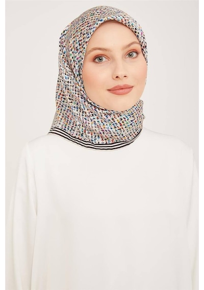 Armine Sura İpek Eşarp Beyaz, Kırmızı, Mavi, Yeşil 9013-s04
