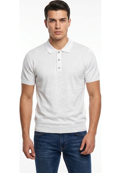 Raymons Erkek Polo Yaka Kısa Kollu Triko Tişört Regular Kalıp Bgl-st05560 Beyaz