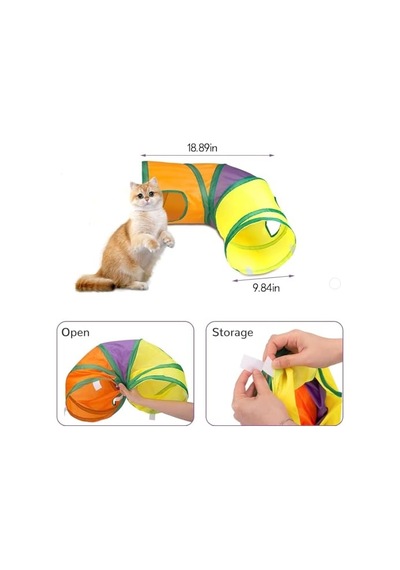 Busstier Gökkuşağı Renkli Katlanır Kedi Ve Köpek Oyun Tüneli, Uzun Eğlenceli Evcil Hayvan Oyuncak Tüneli L Şeklinde 37851041