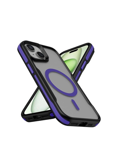 Apple Uyumlu iPhone 13 Kılıf M-safe Şarj Özellikli Renkli Kenar Airbag Şeritli Zore Lamer Kapak Çok Renkli