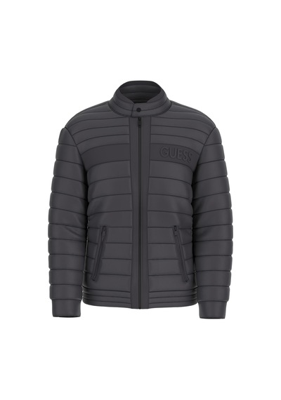 Guess Erkek Kapitone Fermuarlı Biker Ceket - Siyah Siyah