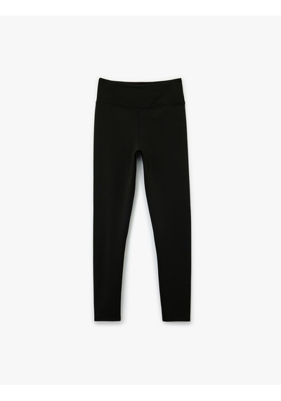 Koton Spor Tayt Basic Yüksek Bel Şardonlu Yumuşak Tuşe Skinny Fit İnterlok Siyah 7wak40028nk