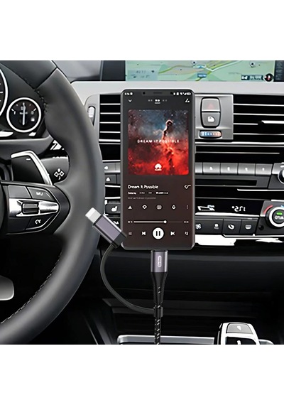 Go Des Gac-172 2in1 Type-c & Lightning To 3.5mm Aux Audio Kablo 1m Siyah Siyah