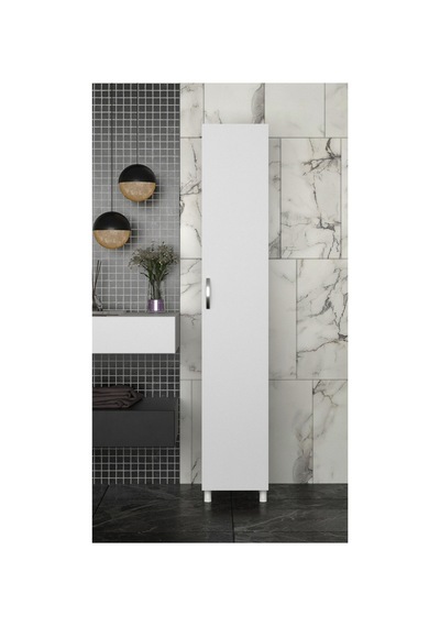 Mimoza Modern 5 Raflı Çok Amaçlı Banyo Dolabı Kapaklı Organizer Dolap Beyaz